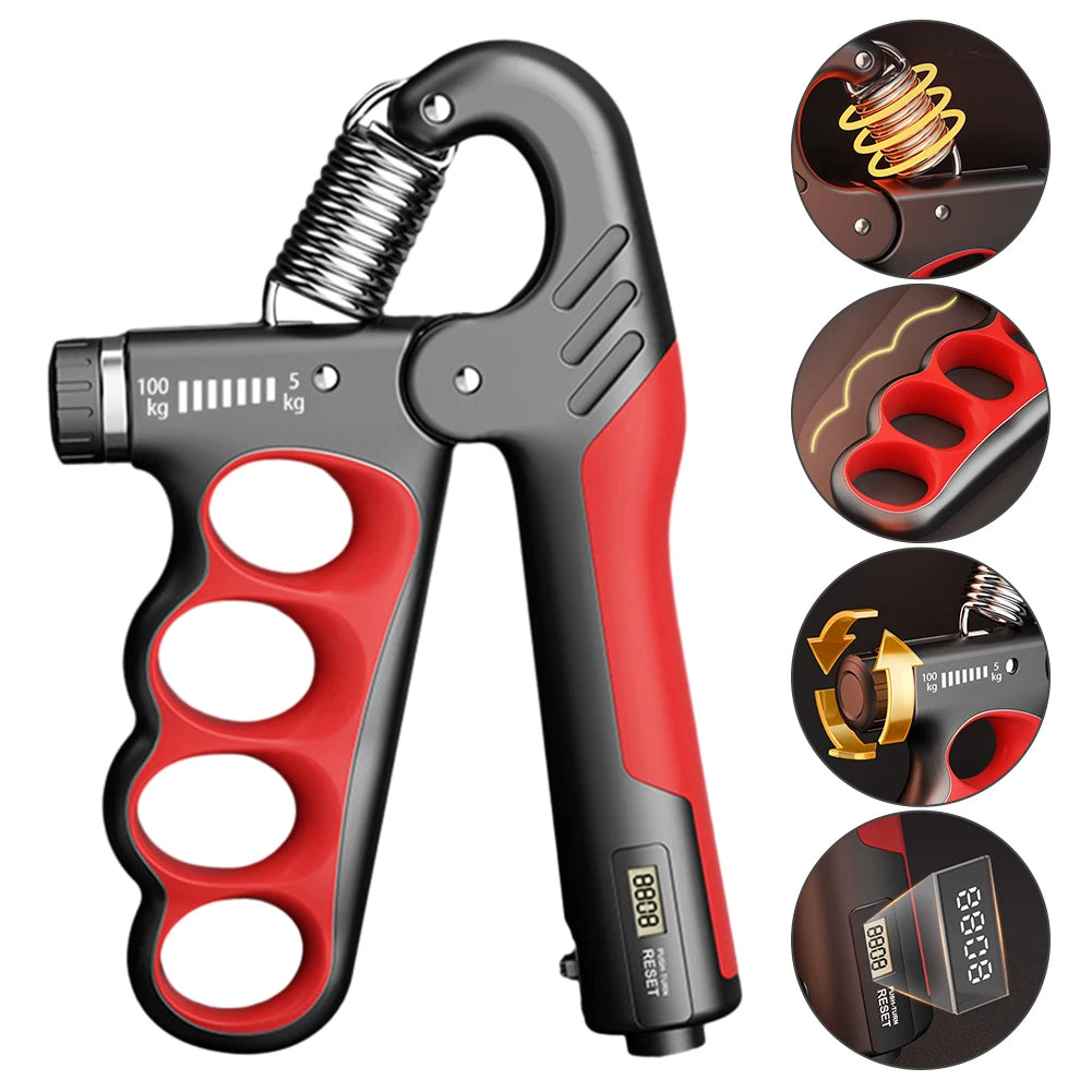 Adjustable Grip Strength Trainer 5–100 kg With Counter